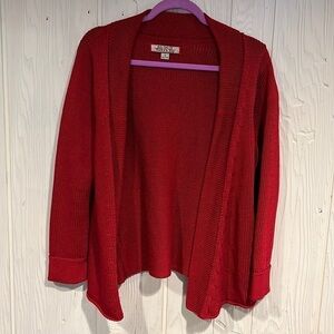 Beyond Threads Red Open Cardigan 100% Cotton Sweater Small
